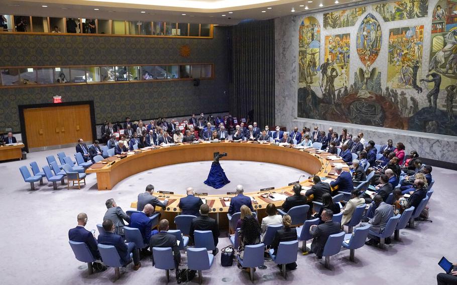 The United Nations Security Council meets on the situation in Ukraine, Thursday, Sept. 22, 2022 at United Nations headquarters.