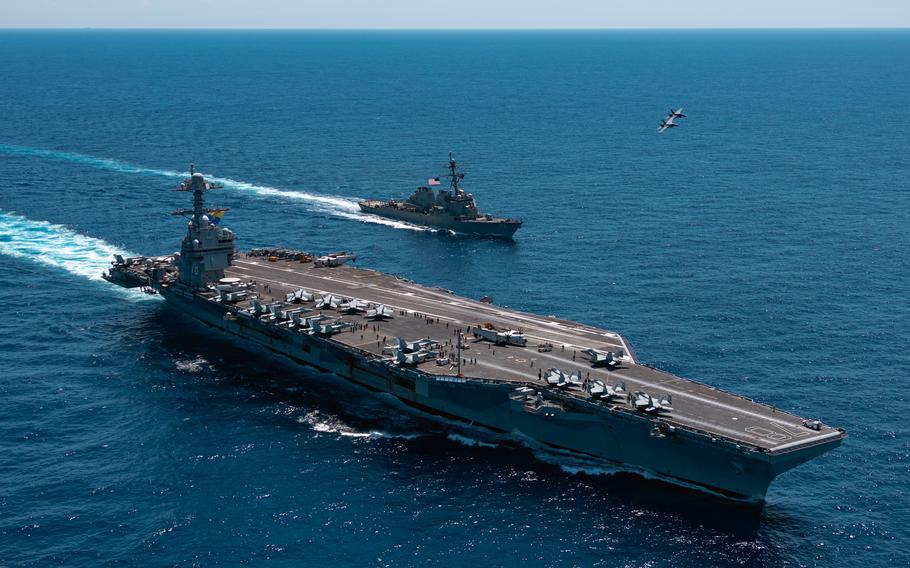 Two ships cruising.