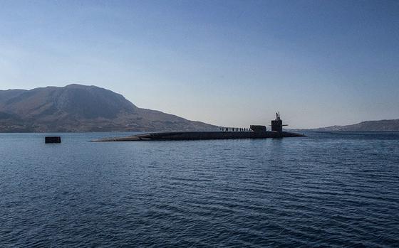191015-N-AS200-0601  MEDITERRANEAN SEA (Oct. 15, 2019) - The Ohio-class guided-missile submarine USS Florida (SSGN 728) prepares to transit the Mediterranean, Oct. 15, 2019. Florida, a 560-foot submarine displacing 18,750 tons of water, recently completed a maintenance availability and is conducting maritime security operations in the U.S. 6th Fleet area of operations. (U.S. Navy photo by Mass Communication Specialist 3rd Class Drew Verbis/Released)