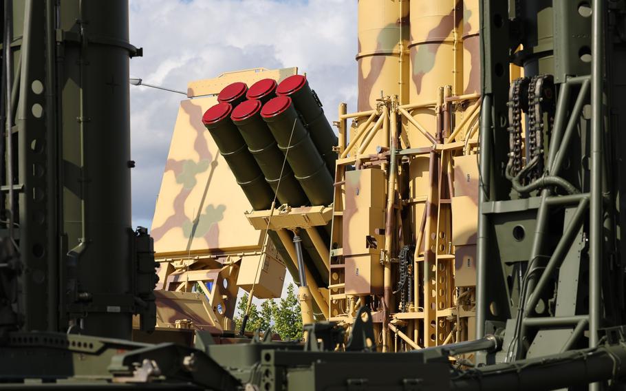 An anti-aircraft missile system at the Army 2021 Expo in Moscow.