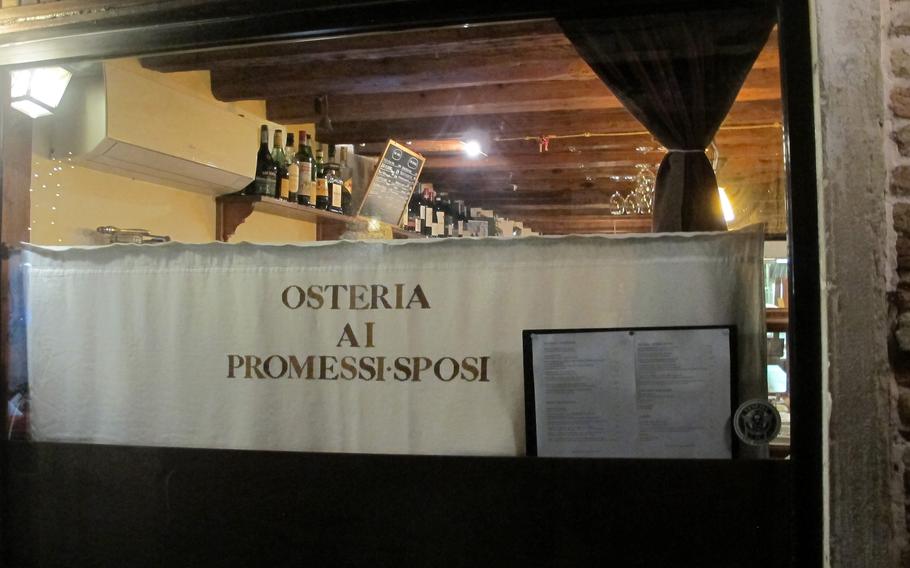 Osteria Ai Promessi Sposi, or the tavern of the betrothed, is a typical Venetian fish restaurant recommended by locals in Venice, Italy. It is casual and unpretentious.                               