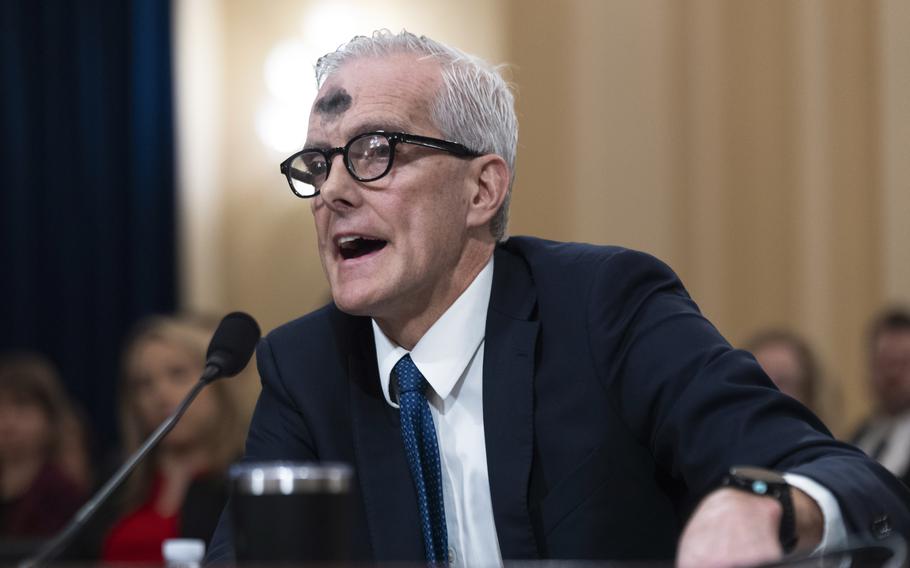Department of Veterans Affairs Secretary Denis McDonough testifies Wednesday, Feb. 14, 2024, before a House Committee on Veterans’ Affairs hearing on whether the VA ignore and perpetrate sexual harassment.