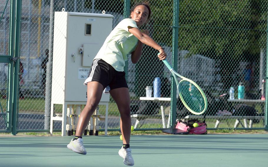 E.J. King junior Miu Best is one of the favorites to win the girls singles and doubles titles in the Far East tennis tournament.