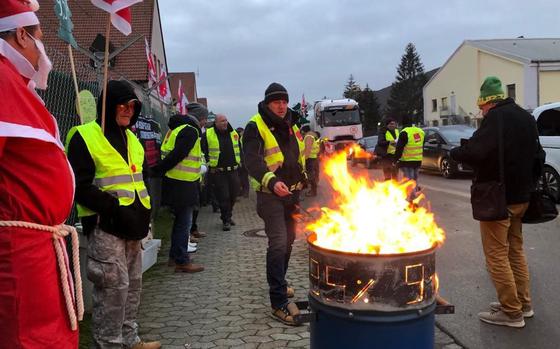 Civilian employees of the U.S. base in Ansbach, Germany, walked off the job Dec. 7, 2022, to reinforce their demands for pay increases to help offset the rising costs of energy and food.