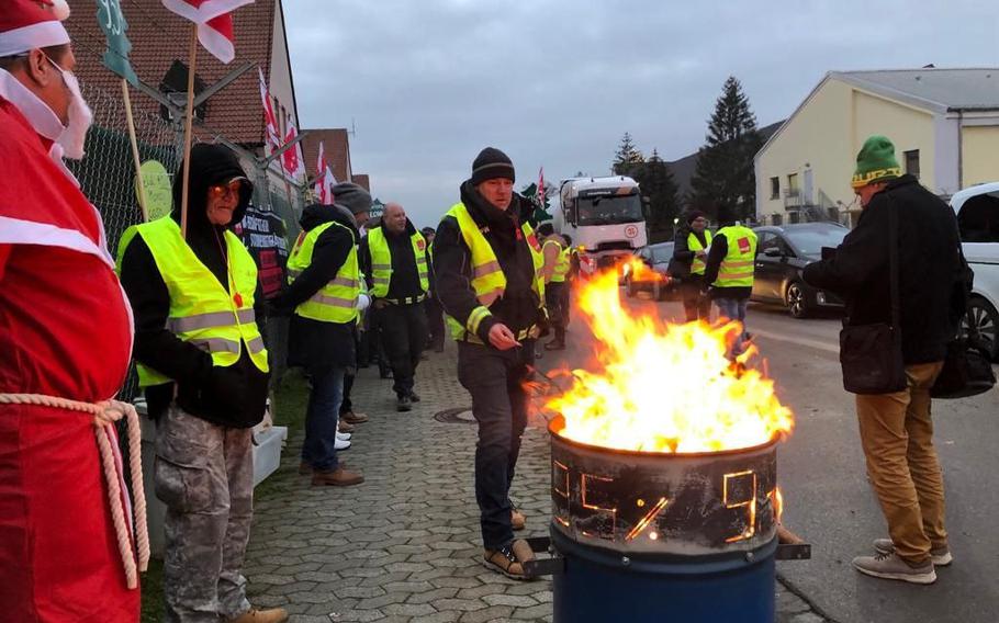 Civilian employees of the U.S. base in Ansbach, Germany, walked off the job Dec. 7, 2022, to reinforce their demands for pay increases to help offset the rising costs of energy and food.