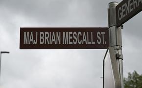 A street at Hohenfels Training Area, Germany, was renamed April 18, 2024, for Maj. Brian Mescall, a Massachusetts soldier killed in Afghanistan in 2009.