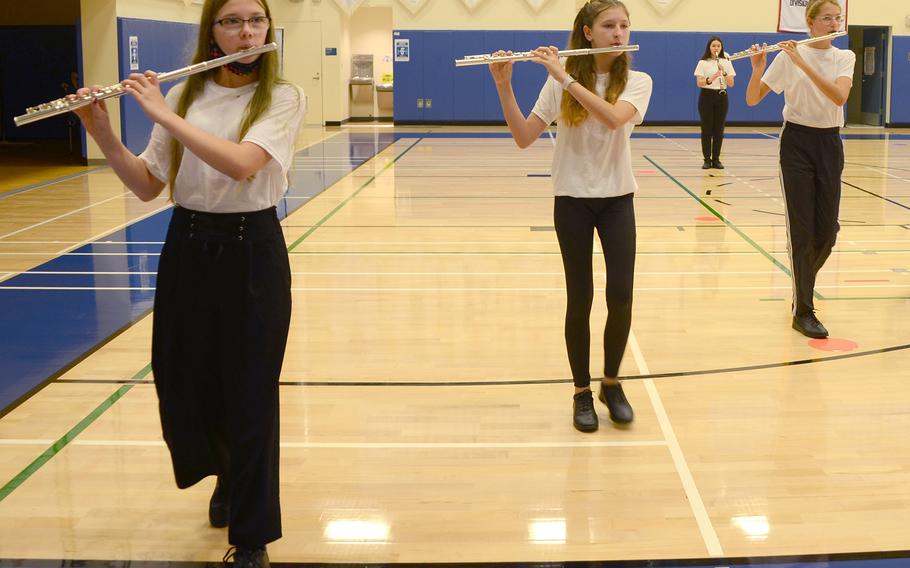 The Panther Marching Band perform "I Got a Feeling," by the Black Eyed Peas at Yokota High School at Yokota Air Base, Japan, Aug. 13, 2022.