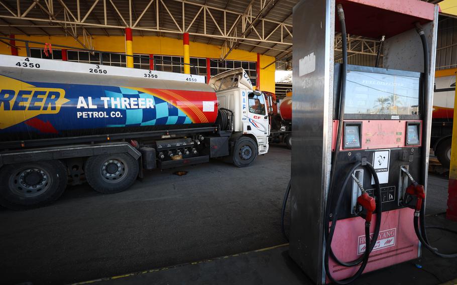 A gas station is closed Oct. 21, 2023, after running out of fuel amid a widespread fuel shortage in Gaza. 