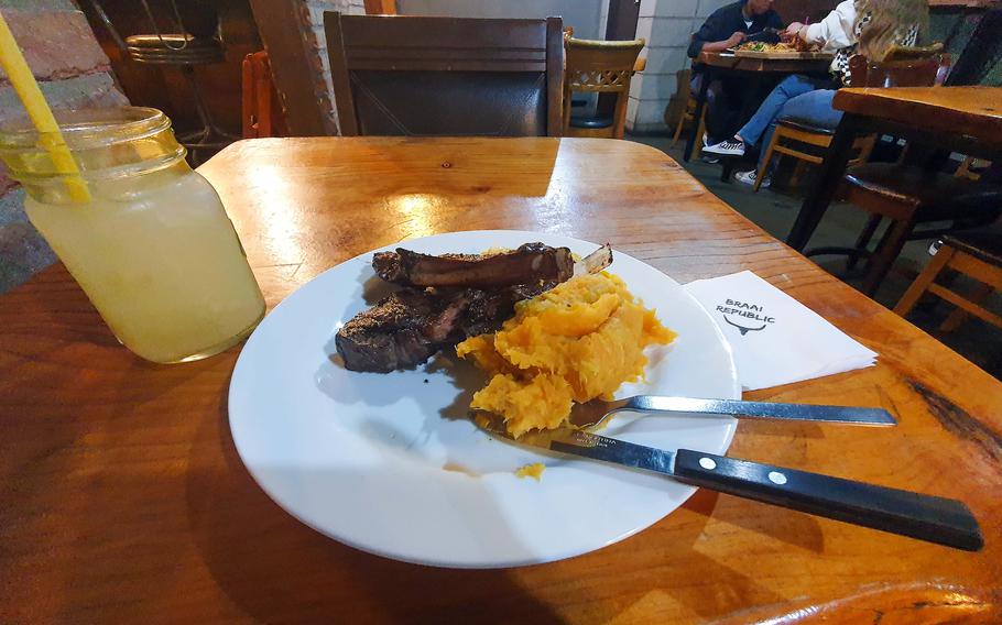 Half Chicken and Lamb Chops from Braai Republic near Camp Humphreys, South Korea.