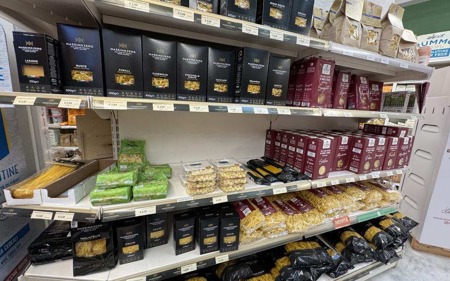 Rows of GF pasta options 