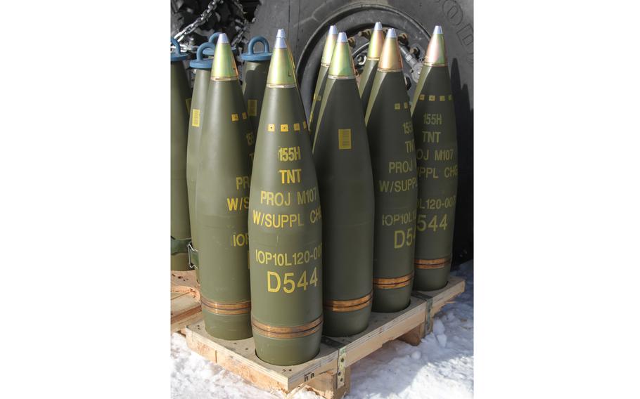 The Pentagon announced Friday, Oct. 28, 2022, that it will send some $275 million in new weapons and equipment to Ukraine, including 155mm artillery rounds as pictured.