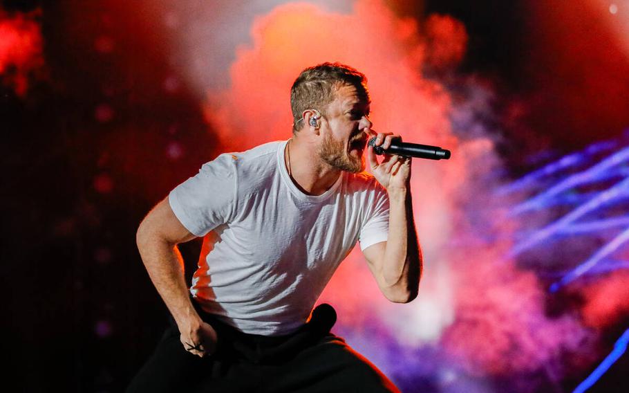 Dan Reynolds, lead singer of Imagine Dragons, performs Nov. 4 at the 2023 SEMA Fest in Las Vegas. 