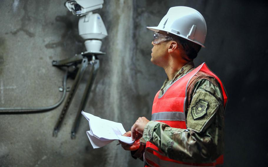A member of Joint Task Force-Red Hill conducts a safety check at the Red Hill Bulk Fuel Storage Facility in Honolulu, Sept. 14, 2023, in preparation for final defueling of the tanks slated to begin Oct. 16.