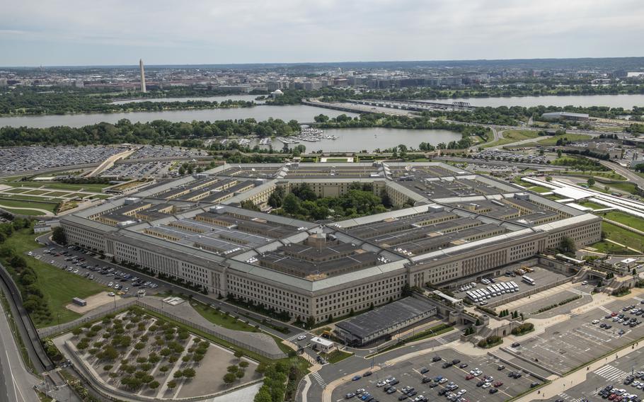 An aerial view of the Pentagon on May 11, 2021.