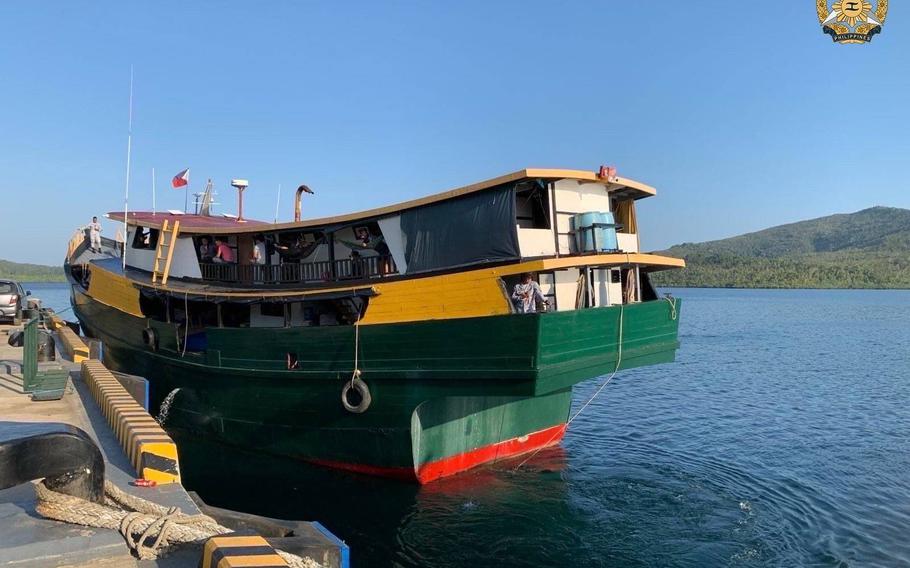 Chinese coast guard vessels fired water cannons on the Unaizah May 4, seen here preparing for departure from Puerto Princesa City, Palawan, on March 22, 2024, during a confrontation near Second Thomas Shoal on March 23, 2024.