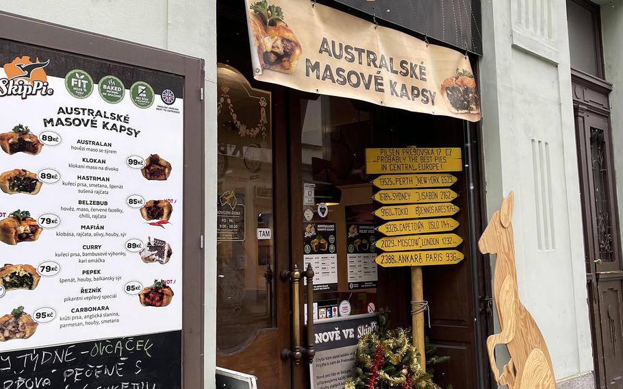 The Australian-themed SkipPie in Pilsen, Czech Republic, sells freshly baked, not deep-fried, meat pies and other treats.