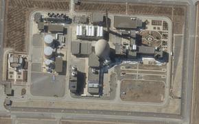 This satellite image provided by Maxar Technologies shows the Arak heavy water reactor in Iran on Feb. 15, 2025. (Maxar Technologies via AP)