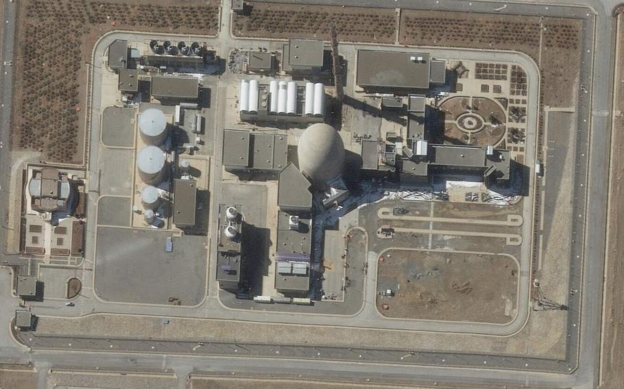 This satellite image provided by Maxar Technologies shows the Arak heavy water reactor in Iran on Feb. 15, 2025. (Maxar Technologies via AP)