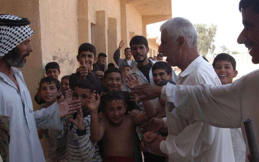 Children react to arrival of personnel