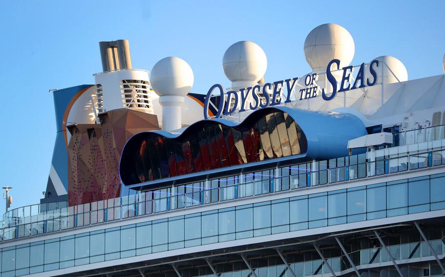 The Odyssey of the Seas cruise ship arrives at Port Everglades in Fort Lauderdale, Fla., on Sunday, Dec. 26, 2021. The Royal Caribbean cruise ship returned to Fort Lauderdale after numerous crew members and passengers contracted COVID-19, and the ship was denied entry at two ports.