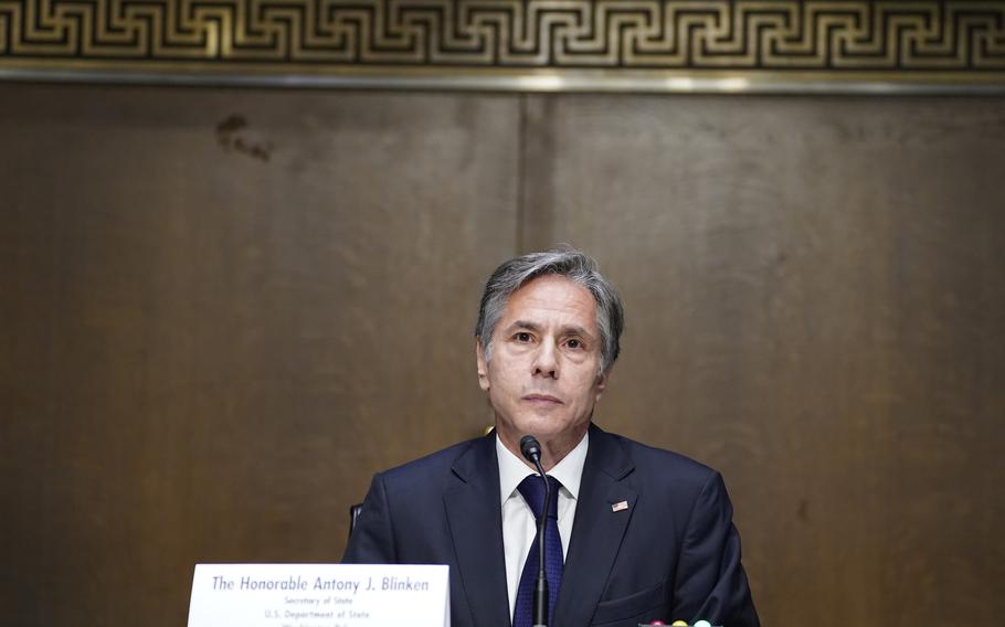 U.S. Secretary of State Antony Blinken listens during a Senate Foreign Relations Committee hearing Sept. 14, 2021, on Capitol Hill in Washington, D.C.