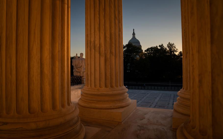 The U.S. Capitol building seen from the Supreme Court.