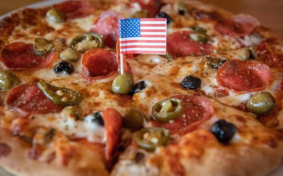 Pizzeria Gusto’s pizza No. 22 was renamed the Spicy Joe after President Joe Biden was photographed eating it with troops near Rzeszow, Poland, in March 2022. 