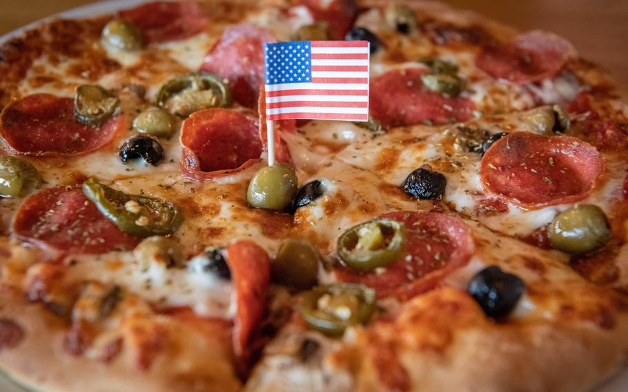 Pizzeria Gusto’s pizza No. 22 was renamed the Spicy Joe after President Joe Biden was photographed eating it with troops near Rzeszow, Poland, in March 2022. 