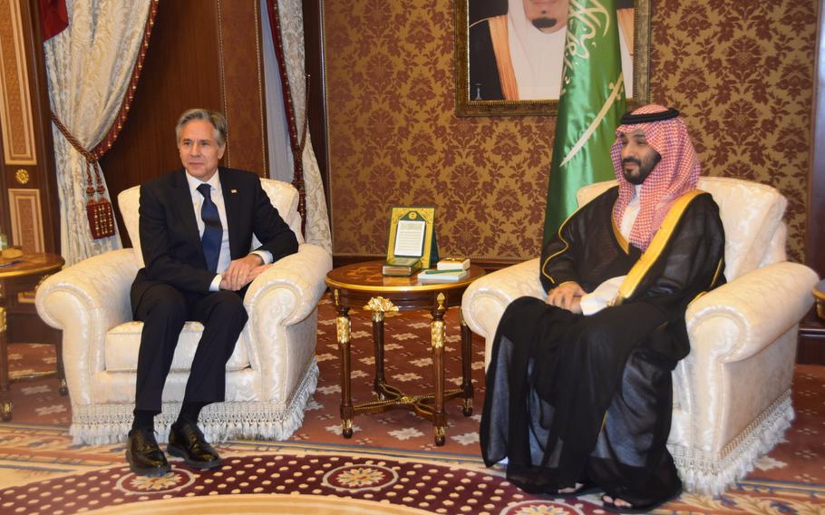 Secretary of State Antony J. Blinken met with Crown Prince Mohammed bin Salman to discuss countering terrorism and deepening economic and scientific cooperation on June 7, 2023.