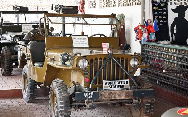 The Palawan Special Battalion World War II Memorial Museum in Puerto Princesa, Philippines, features a large collection of Jeeps.