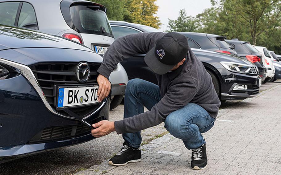 German authorities are investigating the theft of license plates from a black BMW X5 parked outside the “WildCats” table-dance bar in Baumholder, Germany. The incident occurred between 10:15 p.m. and 11:15 p.m. on May 18. 