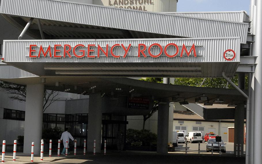 The entrance to the emergency department at Landstuhl Regional Medical Center in Germany. The Defense Department has approved the treatment of wounded Ukrainian service members at the hospital, according to a CNN report.