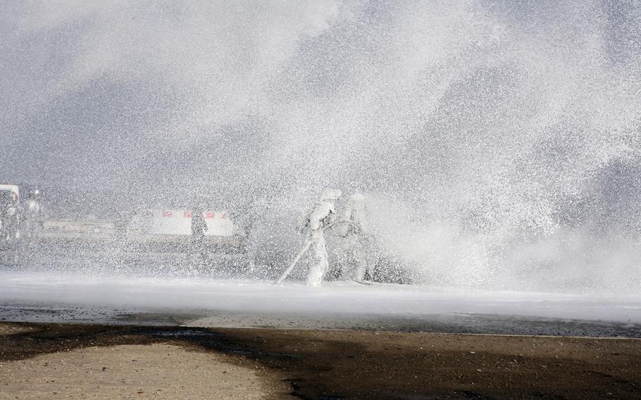 The Marine Corps on Okinawa has replaced firefighting foam known to contain harmful contaminants with a more environmentally friendly version.