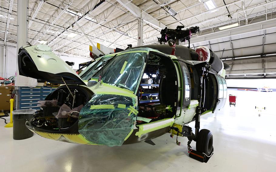 Colorado’s Firehawk helicopter, a Blackhawk helicopter being retrofitted at United Rotorcraft July 21, 2022. 