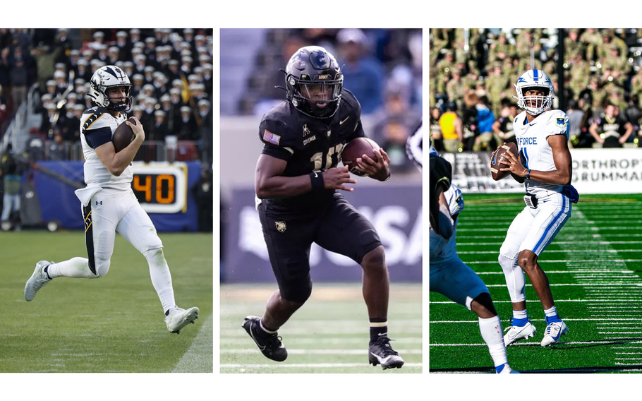 The QBs for the three service academies in action from 2024.