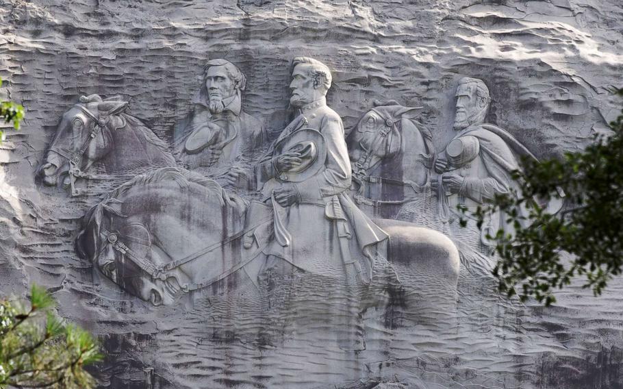 Sons of Confederate Veterans have gathered for years in front of the mountain and its massive carving of Jefferson Davis, Stonewall Jackson and Robert E. Lee.