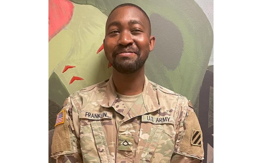Army Pfc. Kaleb H. Franklin, 26, who was stationed at Fort Stewart, Ga., died Tuesday, Feb. 7, 2023, after experiencing a medical emergency during a flight to California for an upcoming combat training exercise, according to service officials.