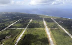 A view of Tinian's North Field from an Air Force C-130H Hercules on Feb. 26, 2015.