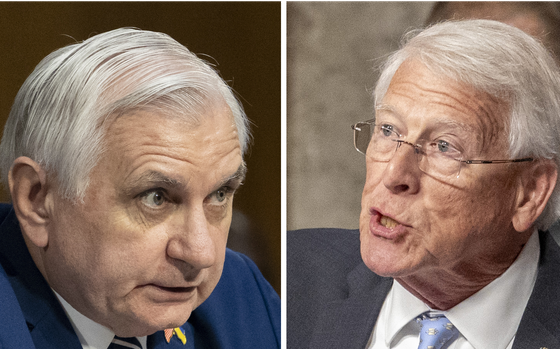 Side-by-side headshots of Sens. Jack Reed and Roger Wicker at congressional hearings.