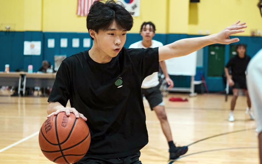 Senior guard Simon Song has been with the Humphreys boys basketball program for three years under coach Ron Merriwether.