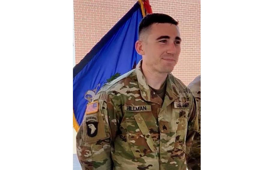 Sgt. Nathan M. Hillman, 30, of Plum, Pa., was killed in a shooting Monday, Dec. 12, 2022, at Fort Stewart, Ga., Army officials said. Hillman, pictured, was a chemical, biological, radiological and nuclear specialist who enlisted in the Army in 2015, according to the service. 