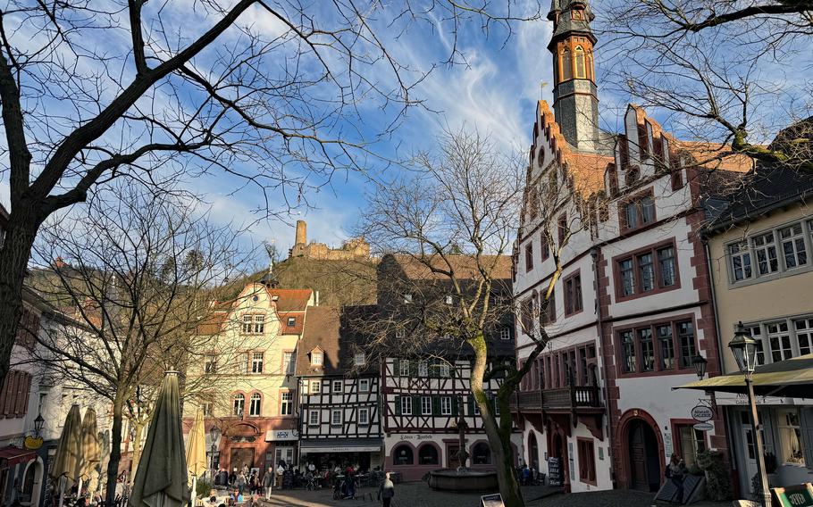 The Marktplatz in Weinheim, Germany, is lined with restaurants and cafes and is a great place to hang out during a tour down the Bergstrasse. It is also home to the city’s popular Christmas market. On the hill in the background is the 12th century Windeck castle
