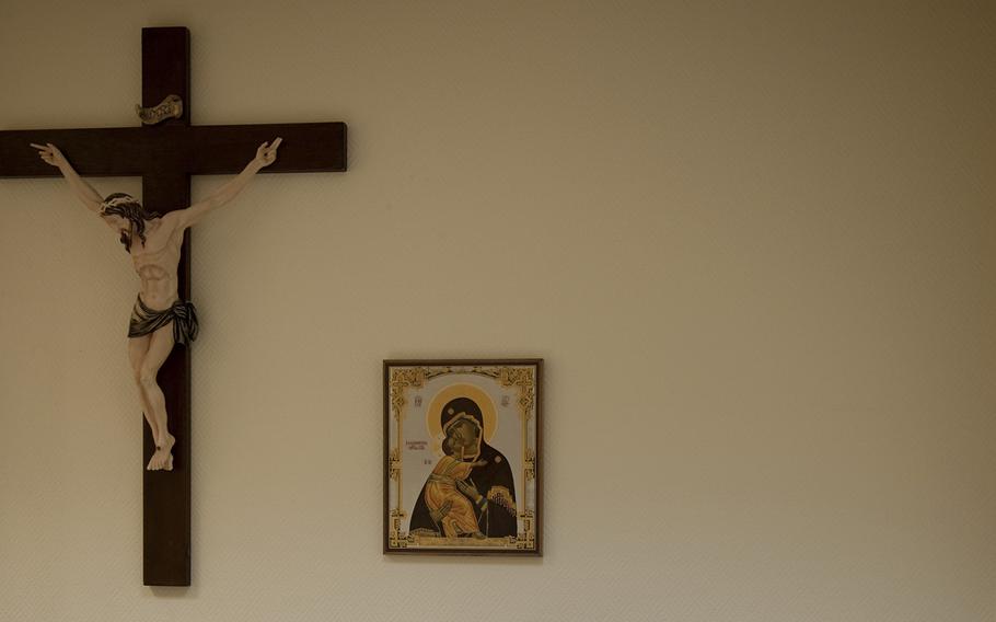 A room with religious symbols on the wall is seen in July 2009 in an undisclosed location in the Middle East. 