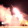 A missile is fired from a launcher.
