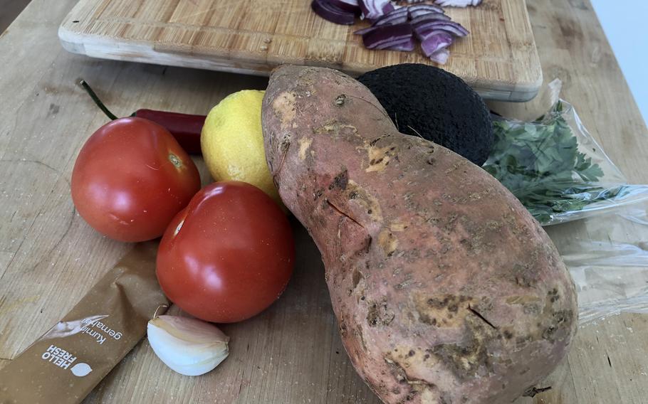 Some of the fresh veggies, herbs and spices from Hello Fresh in Germany.