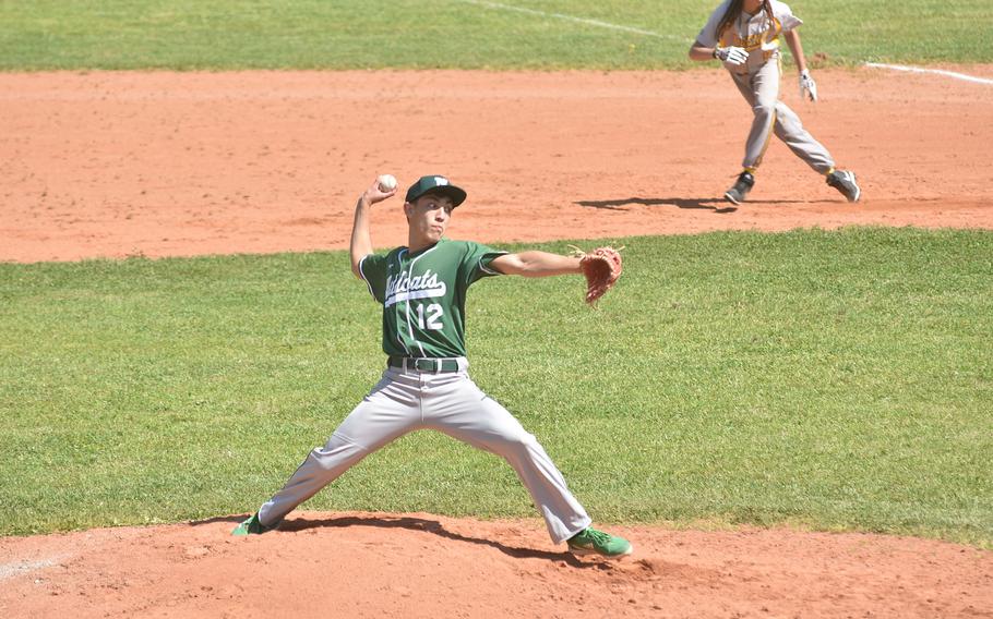 Naples’ AJ Lopez was the second of three Naples pitchers to take on Vicenza in a double-header. All had varying degrees of success as the Wildcats swept.