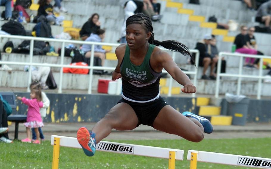 Kubasaki's Kenya Jones won the 100 hurdles in 18.91 seconds during Tuesday's Okinawa track and field meet.