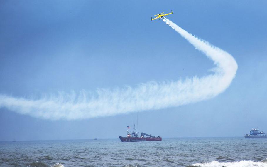 GO EZ Aerobatics perform during the 2023 Visit Atlantic City Airshow on Wednesday, August 16, 2023.