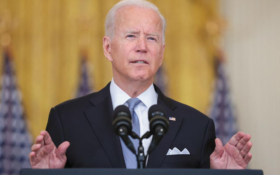 President Joe Biden delivers remarks on Afghanistan in the East Room of The White House in Washington, DC on August 16, 2021.