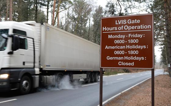 The Large Vehicle Inspection Site Gate at Ramstein Air Base will be closed on Thursday for the German May Day holiday.